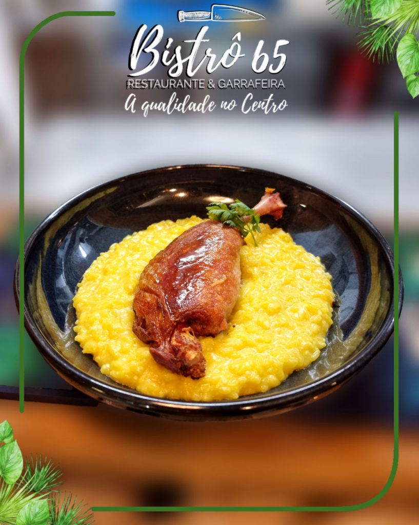 Risotto de laranja com perna de pato